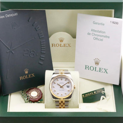 Rolex Datejust 36 White Diamond Dial 116233 Year: 2007