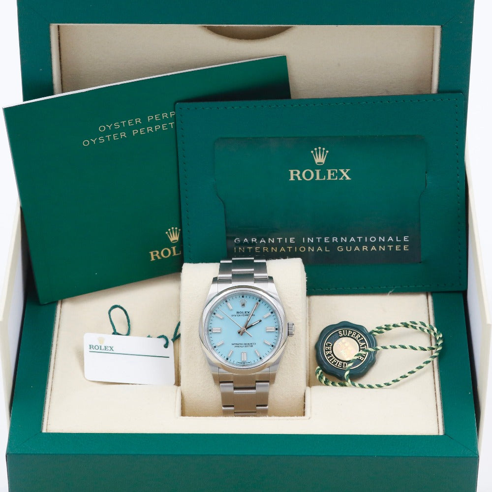 Rolex oyster perpetual 36 turquoise blue sale