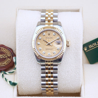 Rolex Datejust 26 Champagne Computer Diamond Dial 179173 Year: 2008