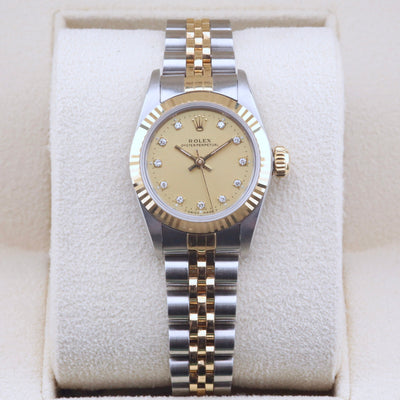 Rolex Oyster Perpetual 26 Champagne Diamond Dial 67193 Year: 1989