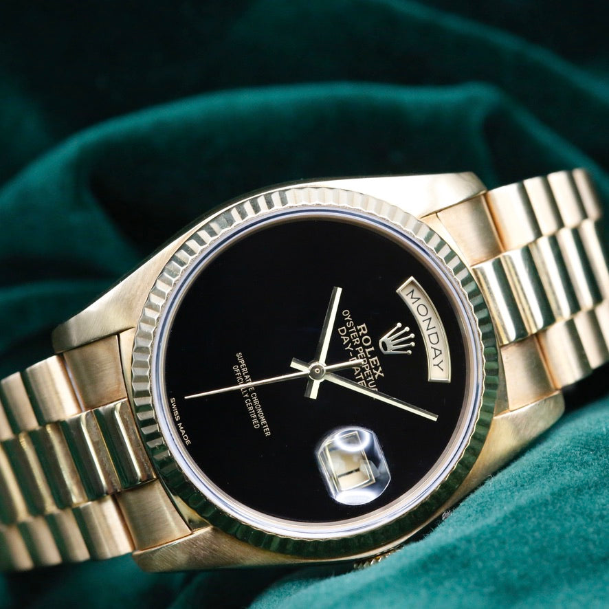 Rolex Day Date 36 18038 Rare Onyx Dial Year 1984